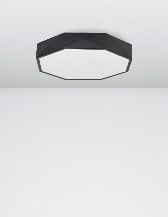 Plafoniera LED moderna alba/neagra cu laterale model geometric Mayna Ø40 cm din metal, 9001491 - Novaluce [2]