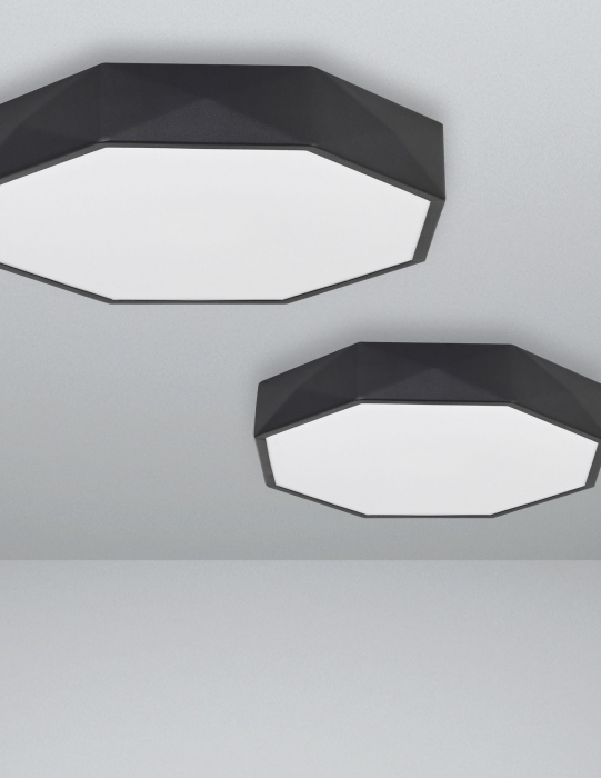 Plafoniera LED moderna alba/neagra cu laterale model geometric Mayna Ø40 cm din metal, 9001491 - Novaluce [5]