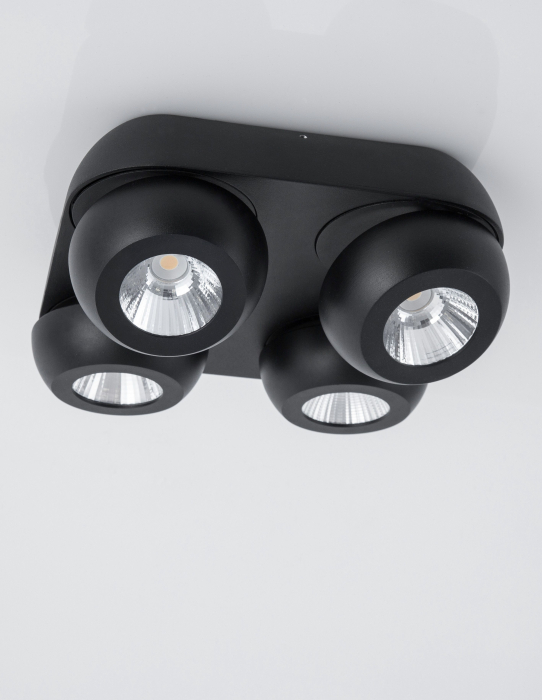 Plafoniera LED patrata neagra/alba Tomin cu 4 spoturi rotative si ajustabile, 9105103 - Novaluce [3]
