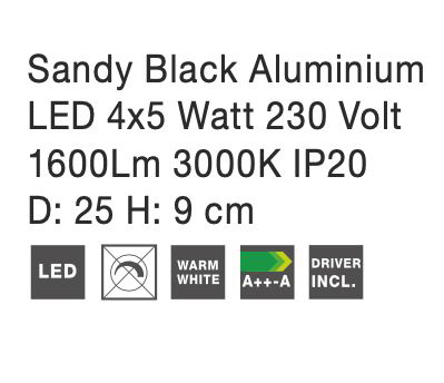Plafoniera LED patrata neagra/alba Tomin cu 4 spoturi rotative si ajustabile, 9105103 - Novaluce [7]