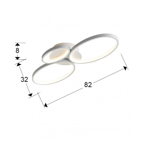 Plafoniera LED premium alba Kerim, design modern, 3 inele metal si acril, 518394 - Schuller [2]