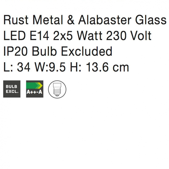 Plafoniera liniara maro cu 2 spoturi Berto, baza din metal, abajururi de sticla, 770002 - Novaluce [4]