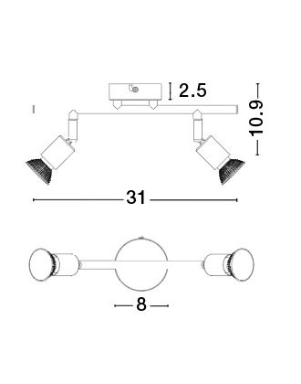 Plafoniera liniara nichel/cupru/negru/auriu/alb/maro cu 2/3/4 spoturi LED Marila, din metal, 661002 - Novaluce [3]
