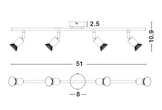 Plafoniera liniara nichel/cupru/negru/auriu/alb/maro cu 2/3/4 spoturi LED Marila, din metal, 661002 - Novaluce [19]