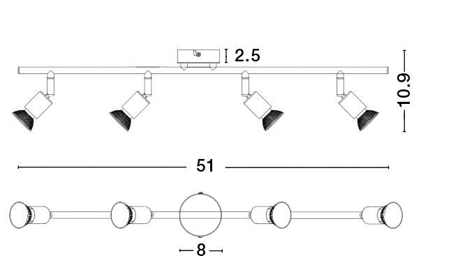 Plafoniera liniara nichel/cupru/negru/auriu/alb/maro cu 2/3/4 spoturi LED Marila, din metal, 661002 - Novaluce [12]