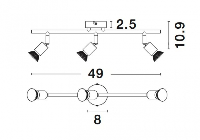 Plafoniera liniara nichel/cupru/negru/auriu/alb/maro cu 2/3/4 spoturi LED Marila, din metal, 661002 - Novaluce [9]