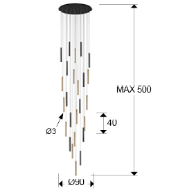 Plafoniera lux 25 pendule negre si aurii LED dimabil Kimber Ø90 cm 500 cm h max, 373968G - Schuller [3]