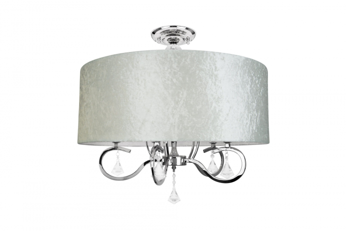 Plafoniera lux argintie rotunda Hanna Ø 60 cm, abajur textil, C0060 - Maxlight [2]