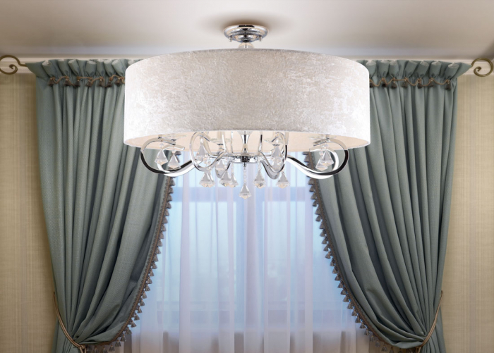 Plafoniera lux argintie rotunda Hanna Ø 80 cm, abajur textil, C0059 - Maxlight [2]