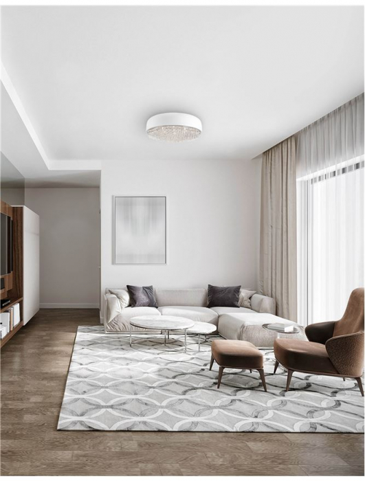 Plafoniera lux rotunda alba Shazi, Ø 46 cm, metal si cristal, 8502961 - Novaluce [2]