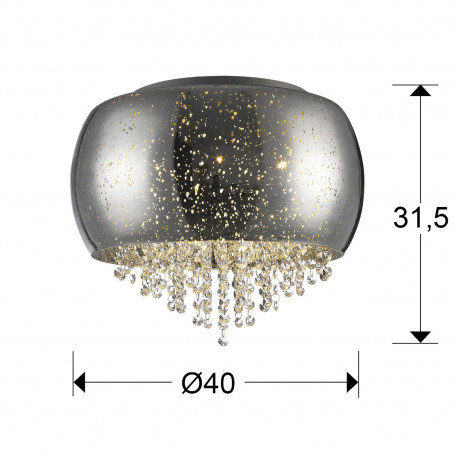 Plafoniera lux rotunda cupru/crom Eva Ø 40 cm, sticla suflata si cristale, 618271 - Schuller [5]