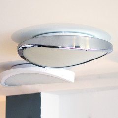 Plafoniera moderna alba/crom tip pendul Gilo Ø 48/58 cm, metal si sticla, AZ 0982 - Azzardo [4]