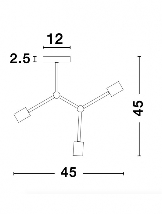 Plafoniera moderna aurie cu 3 brate Sinjin, Ø 45 cm, metal, 9404073 - Novaluce [6]