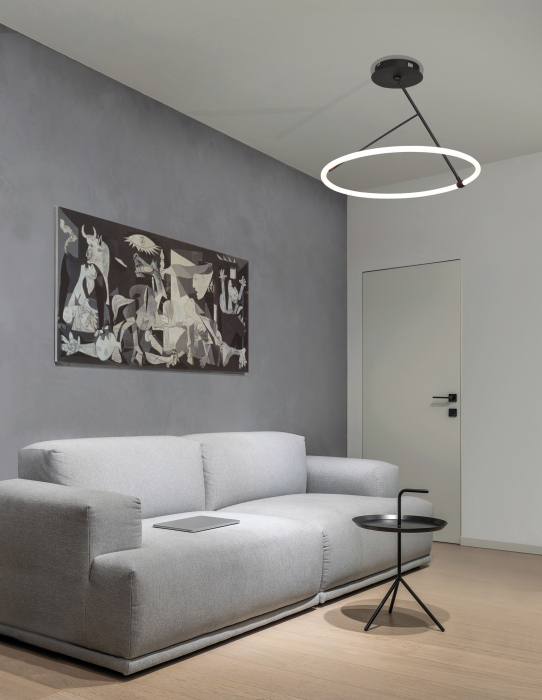 Plafoniera moderna cerc LED dimabil Loch Ø60 cm, stil minimalist alb cu negru, 9892161 - Novaluce [5]