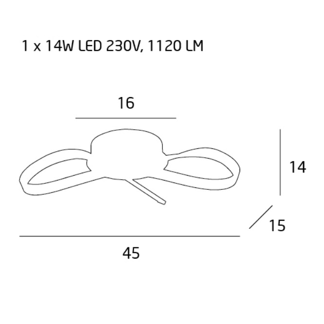Plafoniera moderna crom iluminare LED Suria 45x14x15 cm metal/acril, C0099 - Maxlight [2]