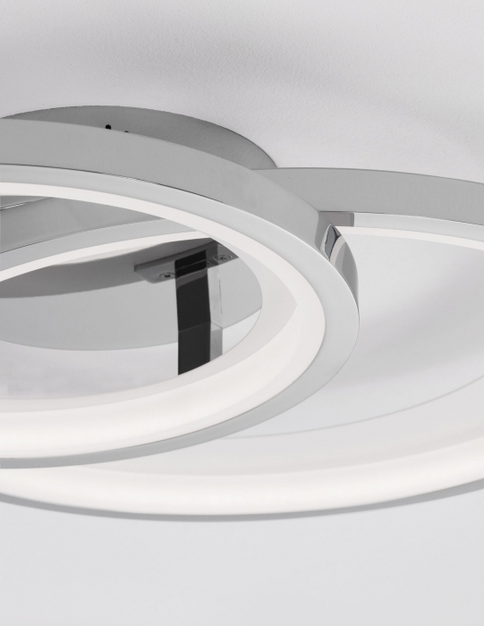 Plafoniera moderna crom Melin 57x42 cm LED dimabil, forma rotunda doua cercuri, 9180301 - Novaluce [4]