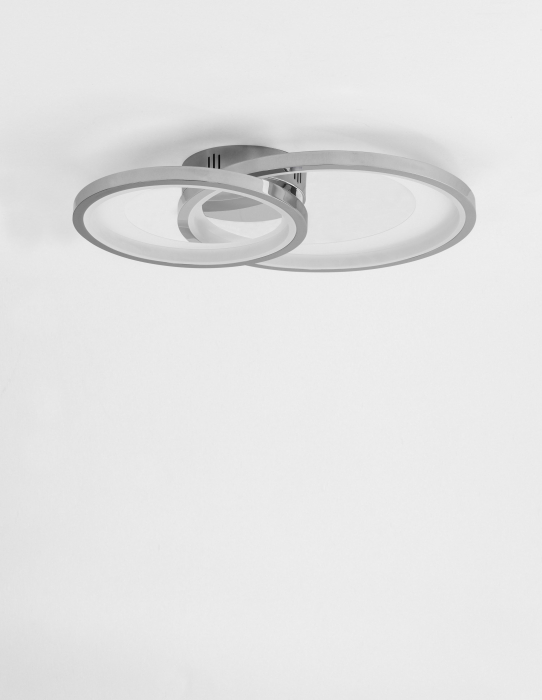 Plafoniera moderna crom Melin 57x42 cm LED dimabil, forma rotunda doua cercuri, 9180301 - Novaluce [2]