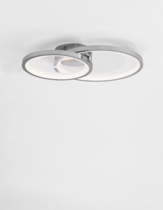 Plafoniera moderna crom Melin 57x42 cm LED dimabil, forma rotunda doua cercuri, 9180301 - Novaluce [3]
