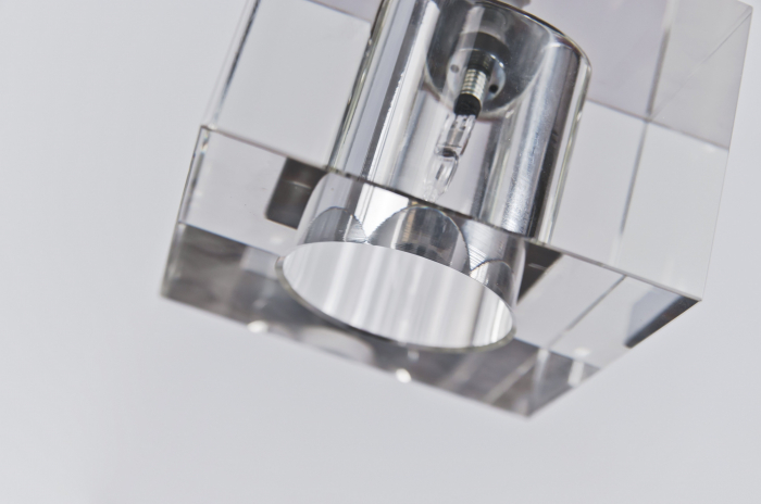 Plafoniera moderna Cube, abajur sticla in forma de cub, metal cromat, 4 becuri, AZ 0178 - Azzardo [2]