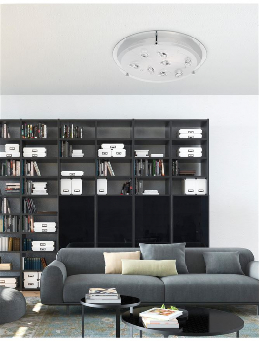 Plafoniera moderna rotunda alba Temito Ø 32/42 cm, abajur din sticla cu cristale, 697001 - Novaluce [6]