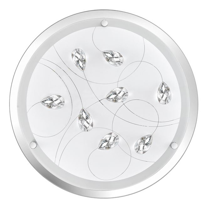 Plafoniera moderna rotunda alba Temito Ø 32/42 cm, abajur din sticla cu cristale, 697001 - Novaluce [2]