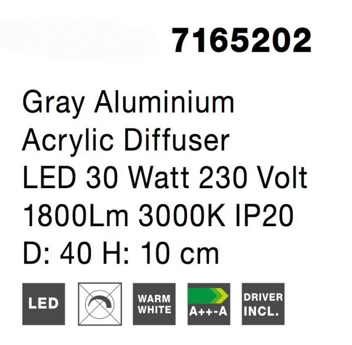 Plafoniera moderna rotunda LED alba/gri Gonca Ø40/50 cm, aluminiu & acril, 7165201 - Novaluce [5]