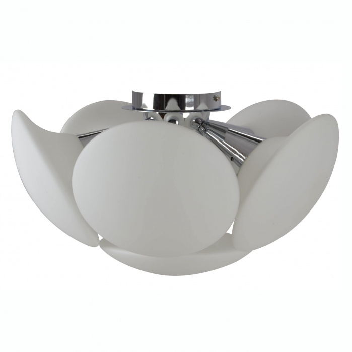 Plafoniera moderna semi-rotunda Rosalva 50x50 cm 5 becuri, sticla/metal crom, AZ 0345 - Azzardo [2]