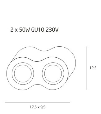 Spot negru aplicat 2 surse de lumina ajustabile Rafi 17,5x9,5x12,5 cm din metal, C0086 - Maxlight [3]