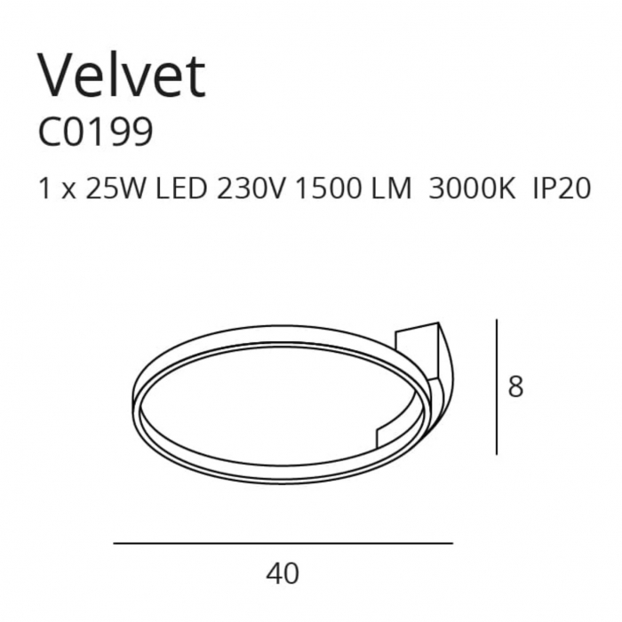 Plafoniera neagra Vela LED, rotunda, 40x40 cm, design minimalist, C0199 - Maxlight [3]
