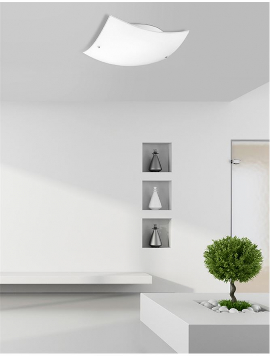 Plafoniera patrata alba Alesia, diverse dimensiuni, din sticla, 600301 - Novaluce [4]