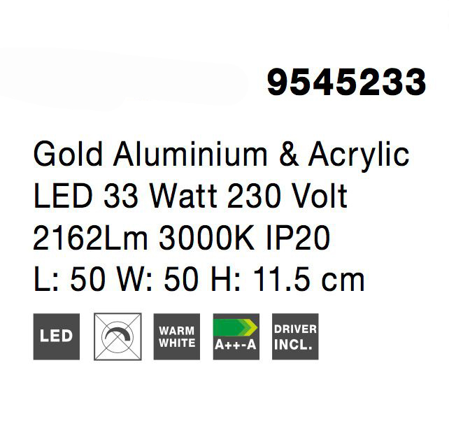 Plafoniera patrata aurie Souma 50 cm, iluminare LED 33W, design modern lux, 9545233 - Novaluce [6]