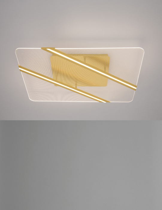 Plafoniera patrata aurie Souma 95 cm, iluminare LED 96W, design modern lux, 9545296 - Novaluce [4]