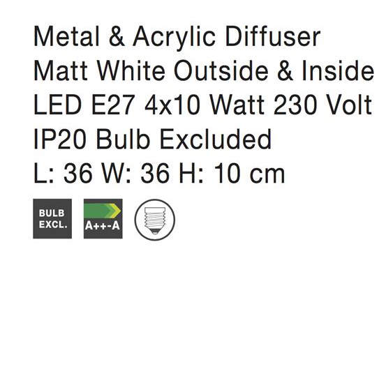 Plafoniera patrata diverse culori Sisko 36x36/46x46 cm, din metal, 866602 - Novaluce [6]