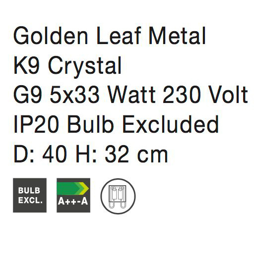 Plafoniera premium rotunda eleganta aurie/argintie Carli, Ø 40 cm, baza metal cu elemente din sticla, 9361082 - Novaluce [7]