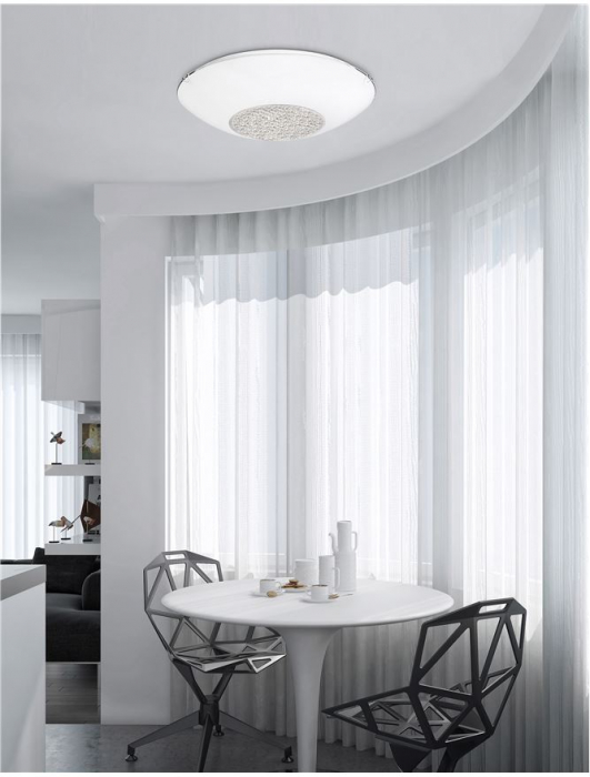 Plafoniera rotunda alba Malita din sticla cu cristale, diverse dimensiuni, 6311801 - Novaluce [6]
