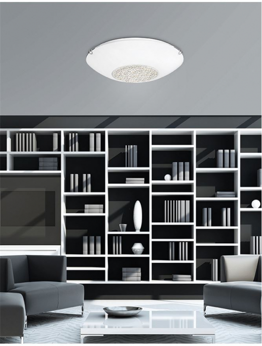 Plafoniera rotunda alba Malita din sticla cu cristale, diverse dimensiuni, 6311801 - Novaluce [9]