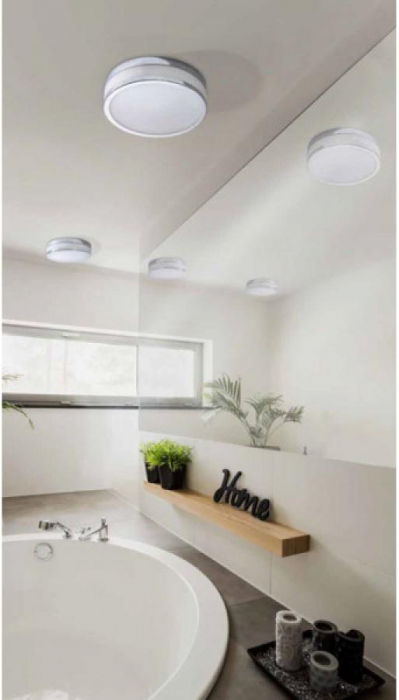 Plafoniera rotunda baie LED Sivan 22/30 cm, detalii metalice crom, sticla alba, AZ 2066 - Azzardo [4]