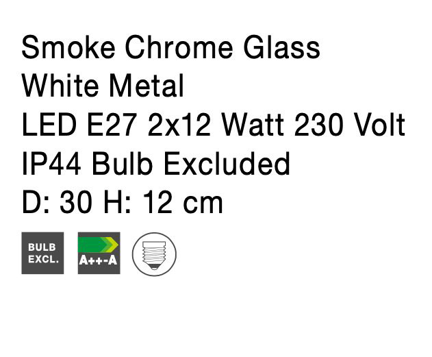 Plafoniera rotunda crom/transparenta/alba Booker, abajur sticla, baza metal, 9738256 - Novaluce [8]