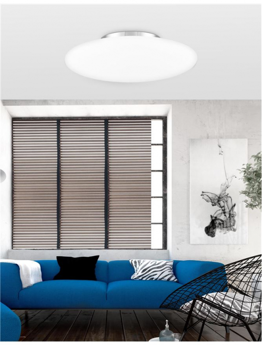 Plafoniera rotunda din sticla alba Zora Ø 42/50/60 cm, metal cromat, 620441 - Novaluce [2]