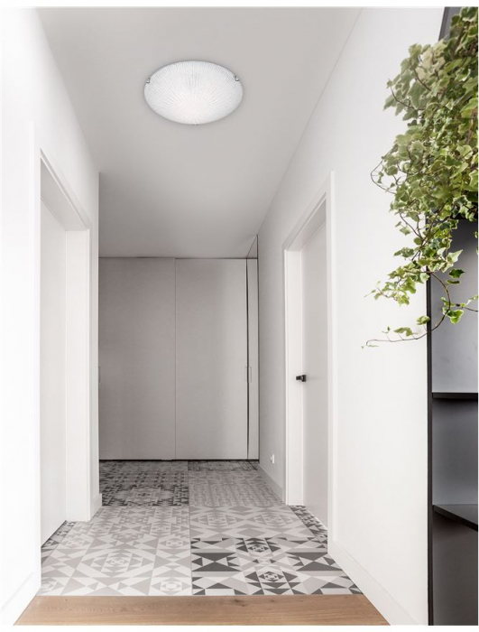 Plafoniera rotunda Dipa Ø 30/40 cm, din sticla transparenta si alba structurata, 702203 - Novaluce [5]