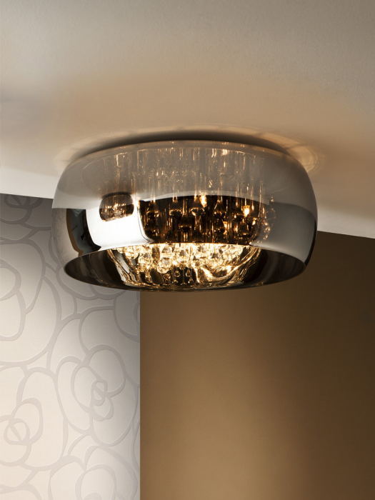 Plafoniera dimabila rotunda lux crom Paloma Ø 40/50 cm, din sticla, stil Murano, cu telecomanda, 507939D - Schuller [6]