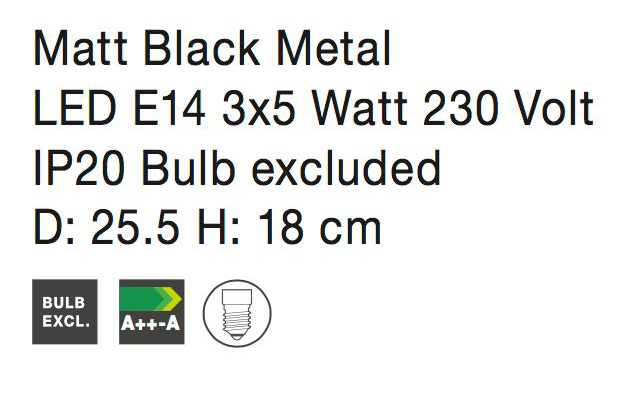 Plafoniera rotunda neagra cu 3 surse de lumina Jema, din metal, 770012 - Novaluce [4]