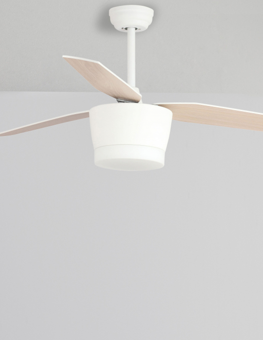 Plafoniera ventilator LED alb/maro Hema, baza din otel, lame din lemn, inaltime reglabila, 5260261 - Novaluce [3]