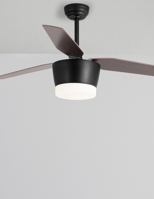 Plafoniera ventilator LED alb/maro Hema, baza din otel, lame din lemn, inaltime reglabila, 5260261 - Novaluce [10]