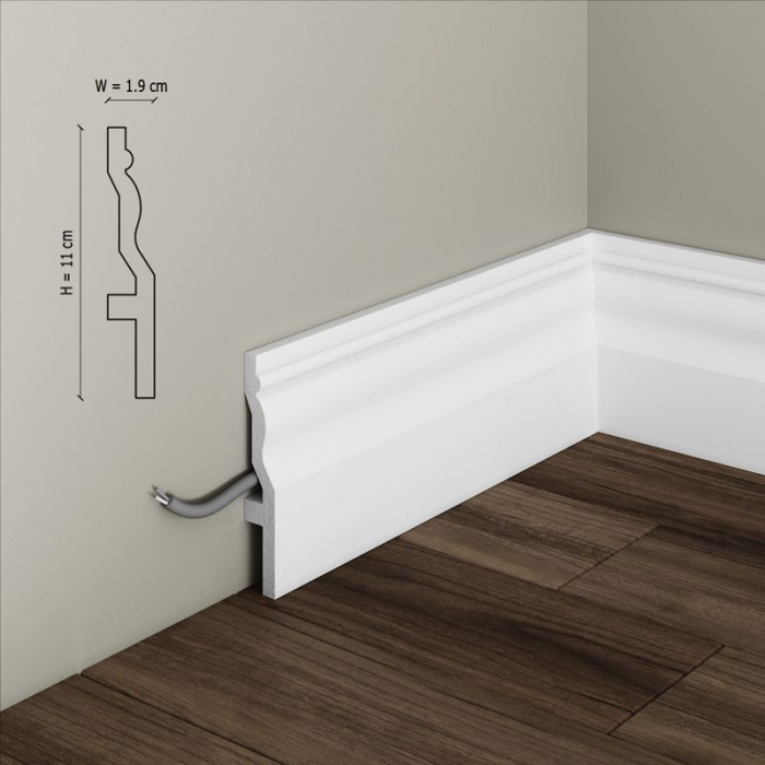 Plinta decorativa din polimer rigid S19 - 11x1.9x200 cm [2]