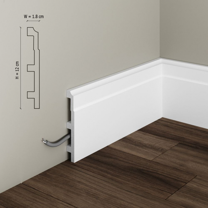 Plinta decorativa din polimer rigid S22 - 12x1.8x200 cm [2]