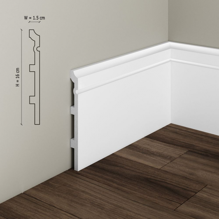 Plinta decorativa din polimer rigid S25 - 16x1.5x200 cm [2]