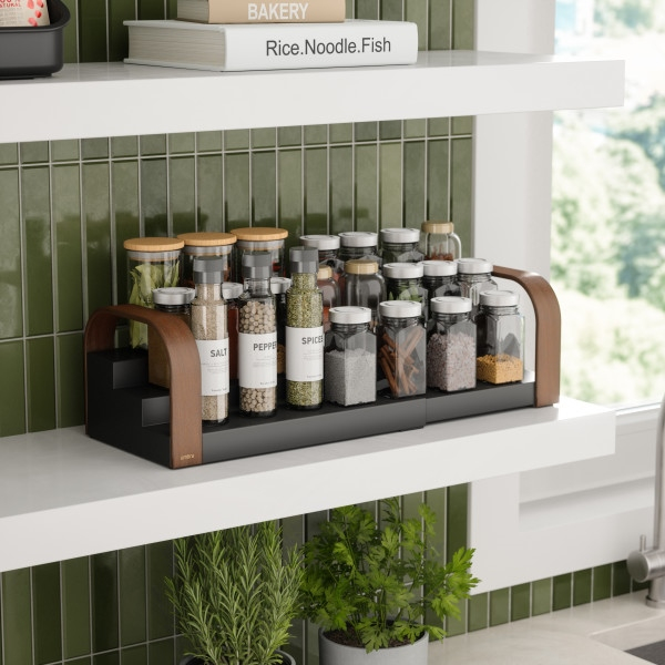 Poliță Bellwood 55x13x16 cm, 70% din Plastic Reciclat și Lemn Provenit din Surse Regenerabile Negru/Maro - Umbra [8]