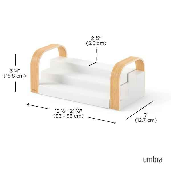 Poliță Bellwood 55x13x16 cm, 70% Plastic Provenit din Reciclare și Lemn Provenit din Surse Regenerabile Alb/Maro Deschis - Umbra [9]