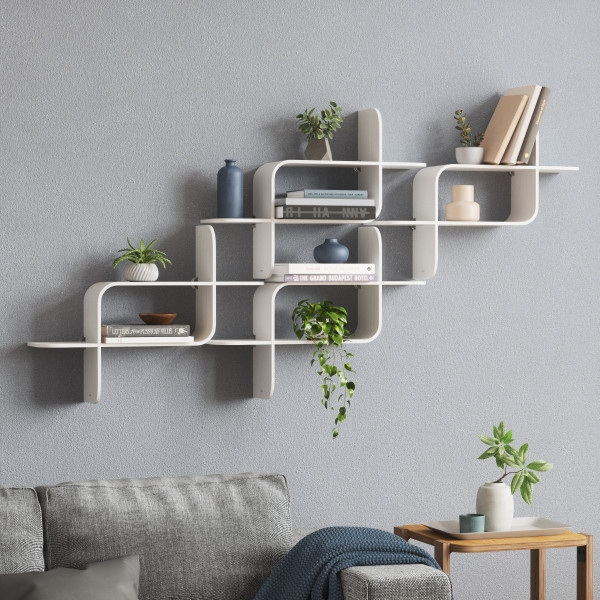 Poliță din Lemn Natural Îndoit Alb, 62x16x47cm, Umbra 1017571-660 [7]